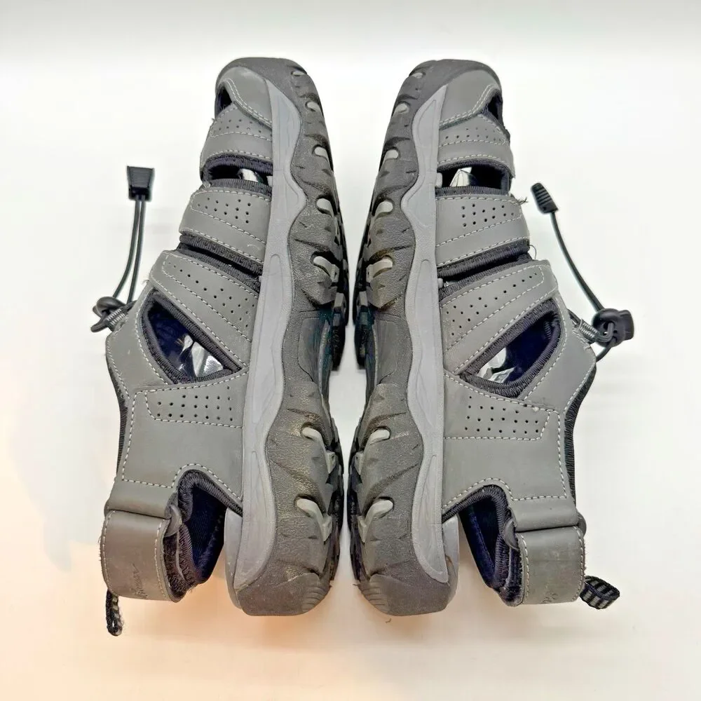 Eddie Bauer Stewart Sports Sandal Men's 9M Gray Leather Bungee Lock Hiking Trail